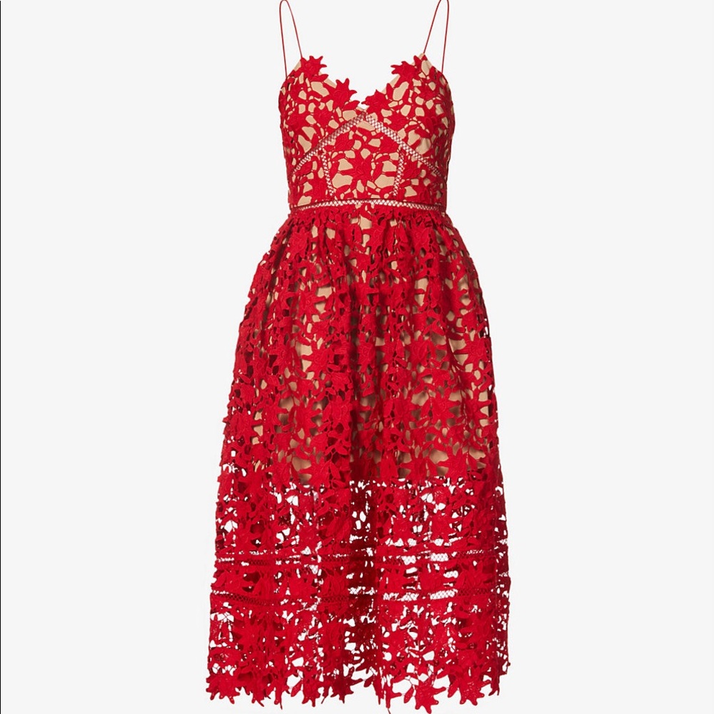NWT- Self Portrait 3D floral guipure dress